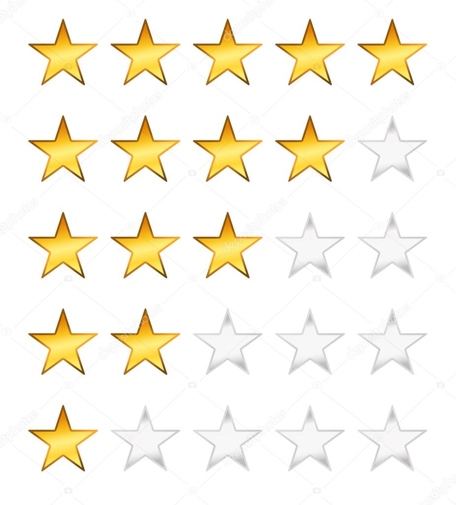 golden stars rating on white