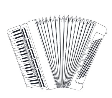 akordeon üzerine beyaz çizim. vektör
