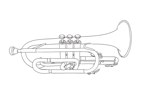 Corneto instrumento musical vento desenho em branco —  Vetores de Stock