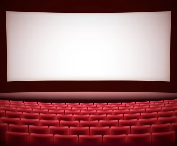 Cine teatro fondo con asientos rojos, espacio para el texto. vector — Vector de stock
