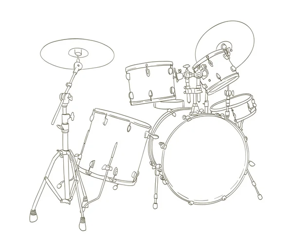 Drum set σχεδίαση σε λευκό. διάνυσμα — Διανυσματικό Αρχείο