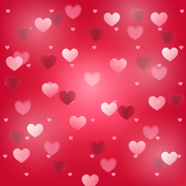 Efecto bokeh corazones transparentes rojo cuadrado vector fondo, ve — Archivo Imágenes Vectoriales