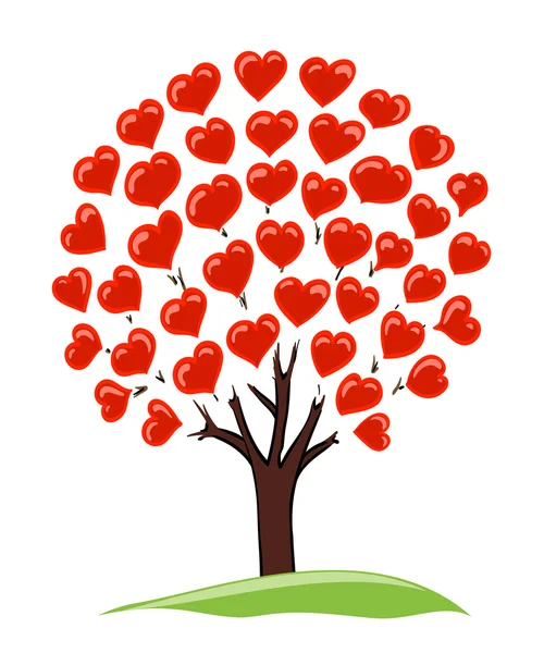 Dibujo abstracto de árbol con corazones como hojas — Vector de stock