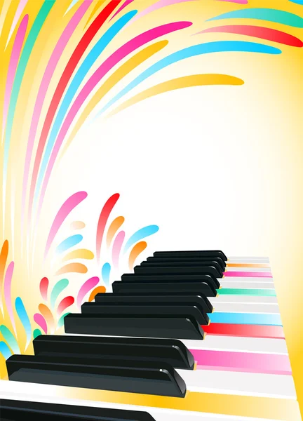 Fondo de piano con teclas multicolores — Vector de stock