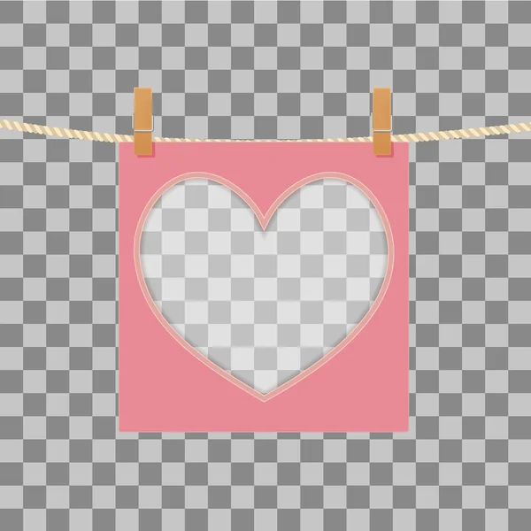 Marco en forma de corazón en la cuerda sobre fondo transparente. vector — Vector de stock