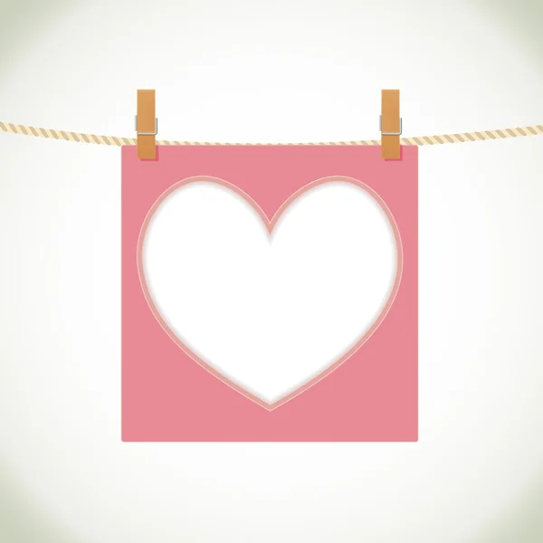 Heart shape frame on rope background. vector — Stock Vector