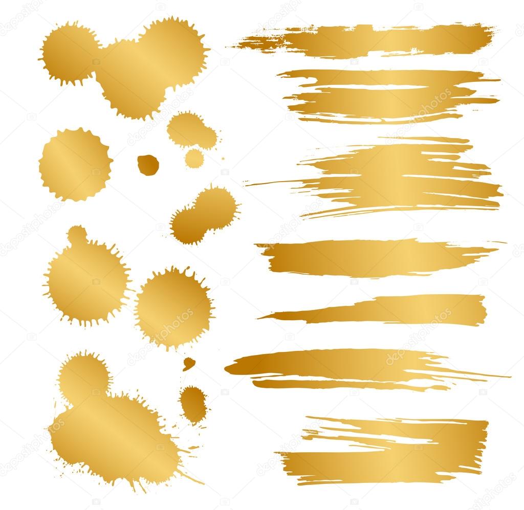 set of gold blots and splashes. vector