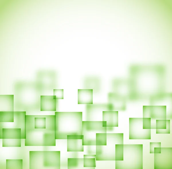 Fondo verde abstracto con cuadrados transparentes voladores. vecto — Vector de stock