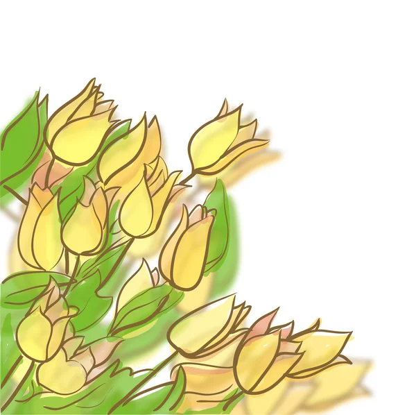 Dibujo de tulipanes. Ilustración vectorial — Vector de stock