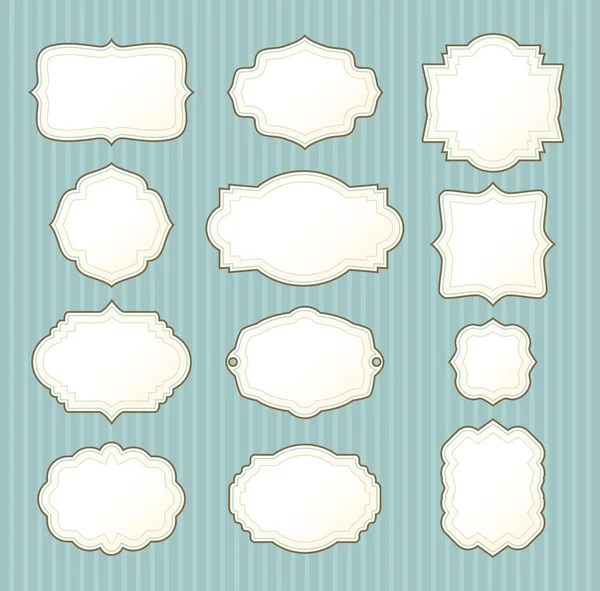 Set of vintage frames on striped background. vector — Stock Vector