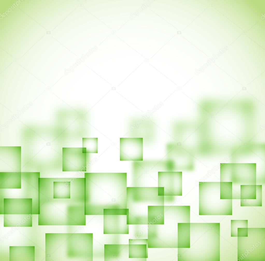 abstract green background with flying transparent squares. vecto