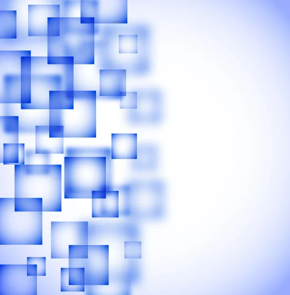 Fondo azul abstracto con cuadrados transparentes voladores. vector — Vector de stock