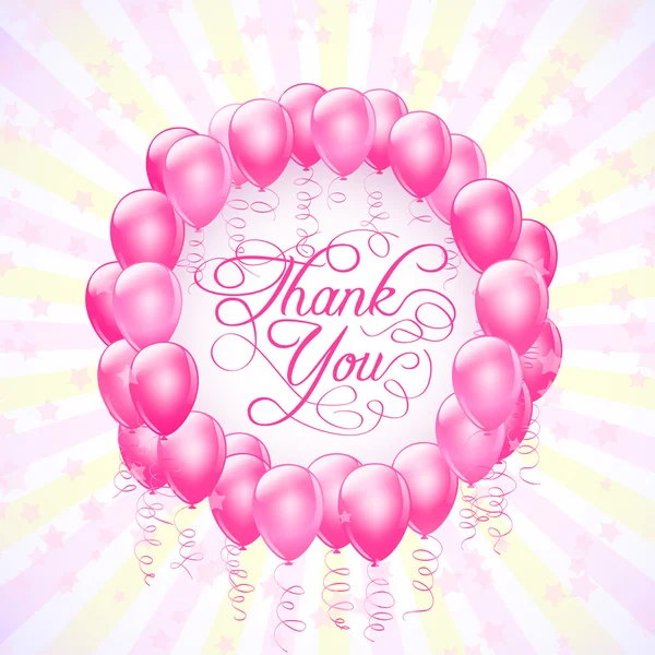 Frame with balloons and stars thank you background. vector — Stock Vector