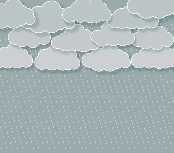 Abstrakter Regenhimmel mit Cartoon-Wolken mit Schatten. Vektor — Stockvektor