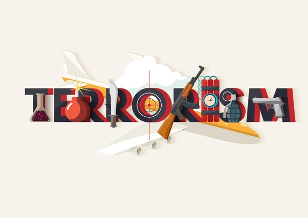 Uluslararası terörizm. Tipografik poster. — Stok Vektör