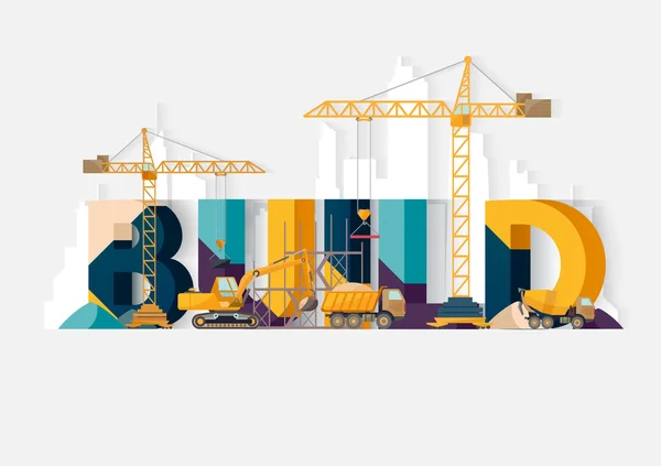 Construction municipale. Illustrations typographiques . — Image vectorielle