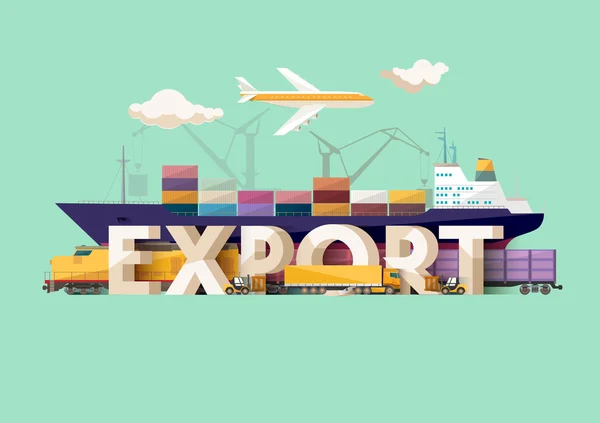 Exportera koncept. Typografiska affisch. — Stock vektor