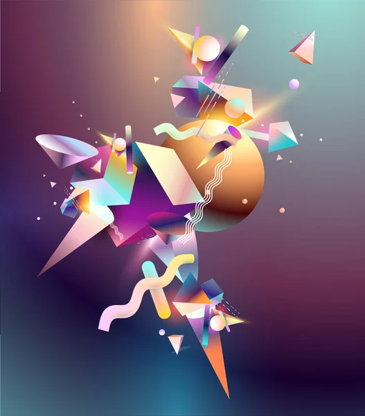 Composition Formes Géométriques Colorées Illustration Vectorielle Abstrait — Image vectorielle