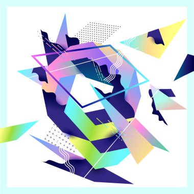 İlkel renkli geometrik şekillerin soyut arka planı. Vektör illüstrasyonu