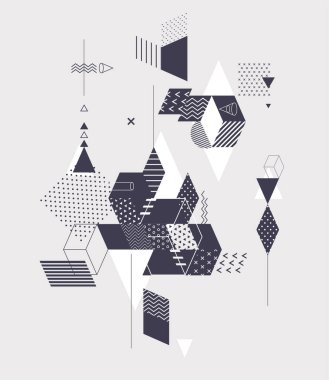 Geometrik elementlerle soyut sanat arkaplanı. Tek renkli grafik bileşimi.