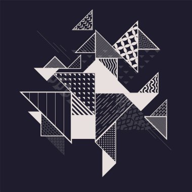 Geometrik elementlerle soyut sanat arkaplanı. Grafik illüstrasyon.