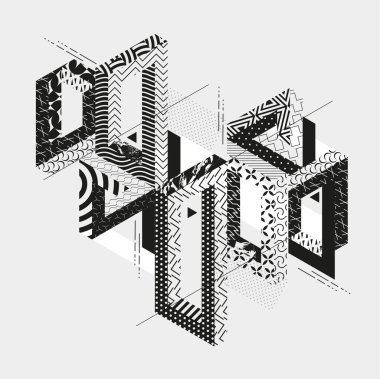 Tek renkli grafik kompozisyonu. Geometrik elementlerin soyut sanat arkaplanı.