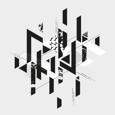 Tek renkli grafik kompozisyonu. Geometrik elementlerin soyut sanat arkaplanı.