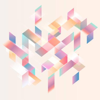 Açık arkaplanda çok renkli çizgiler var. Soyut geometrik bileşim.