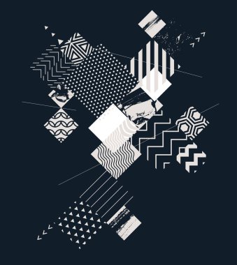 Desenli doku karelerinin bileşimi. Tek renkli grafik arkaplanı.