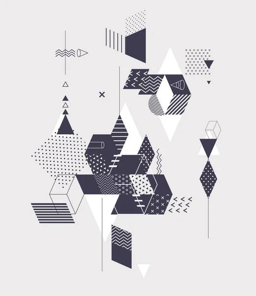 Abstracte Kunstachtergrond Met Geometrische Elementen Monochrome Grafische Samenstelling — Stockvector