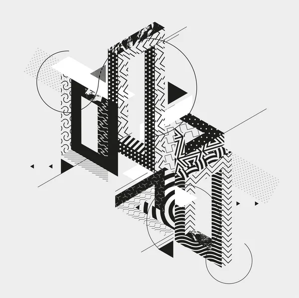 Composition Graphique Monochrome Art Abstrait Fond Éléments Géométriques — Image vectorielle