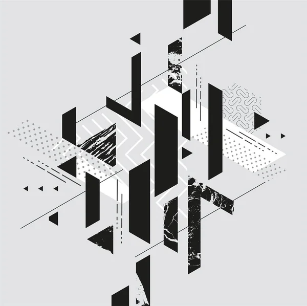 Monochrome Grafische Komposition Abstrakte Kunst Hintergrund Geometrischer Elemente — Stockvektor