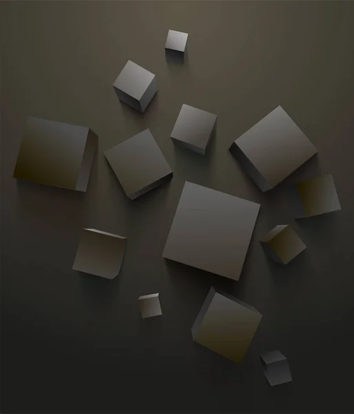 Composición Negra Abstracta Con Cubos Vista Superior Ilustración Vectorial — Archivo Imágenes Vectoriales