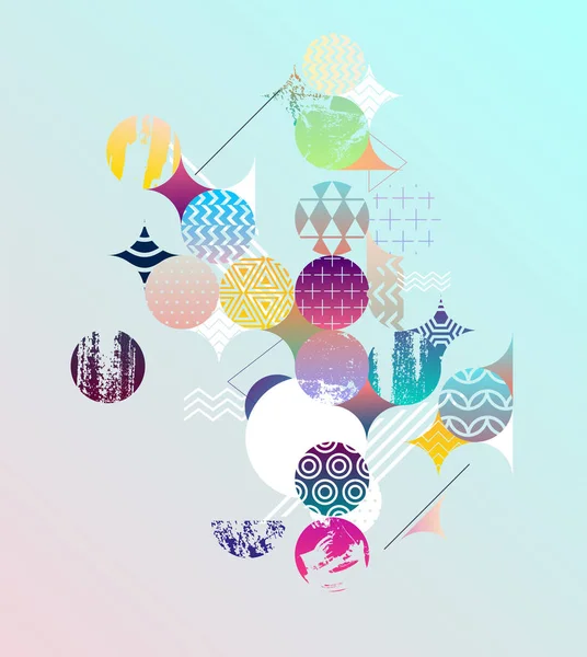Composition Abstraite Cercles Multicolores Motifs Sur Fond Clair — Image vectorielle