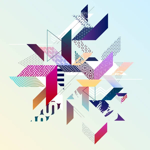 Composition Abstraite Lignes Multicolores Motifs Fond Géométrique Clair — Image vectorielle