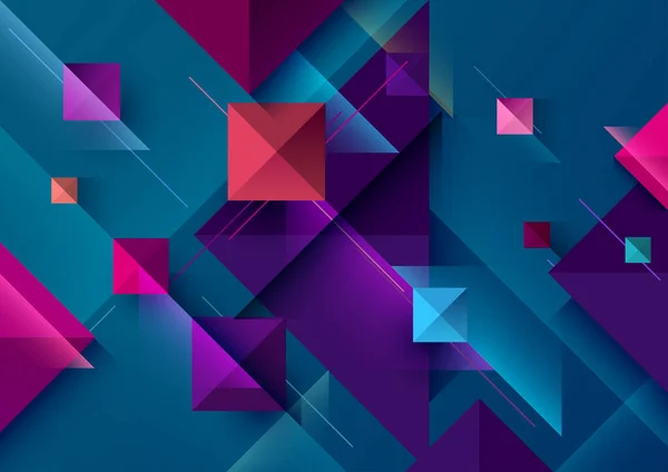 Samenstelling Van Blauwe Paarse Geometrische Vormen Abstracte Achtergrond — Stockvector