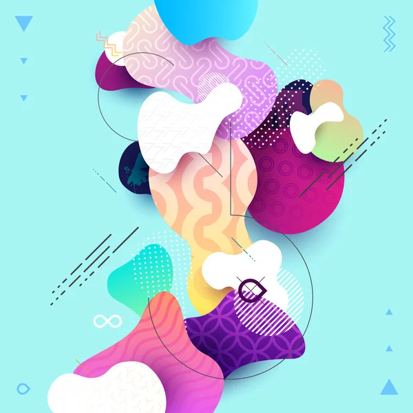 Composition Formes Motifs Colorés Fluides Illustration Géométrique Abstrait — Image vectorielle