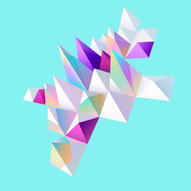 Renkli 3 boyutlu piramitlerin geometrik bileşimi. Gerçekçi vektör illüstrasyonu.