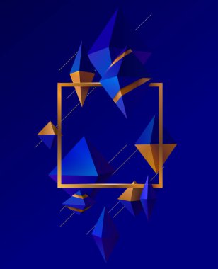 3B eşkenar dörtgenli mavi poster ve metin için çerçeve.