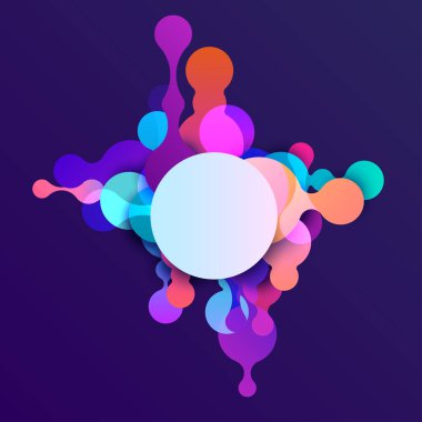 Çokrenkli şeffaf dairelerin geometrik arkaplanı ve metin için çerçeve.