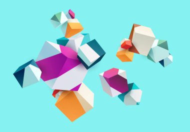Üç boyutlu renkli küpler. Parlak geometrik bileşim.