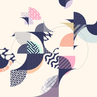 Pastel desenli dairelerin bileşimi. Hafif geometrik arkaplan.