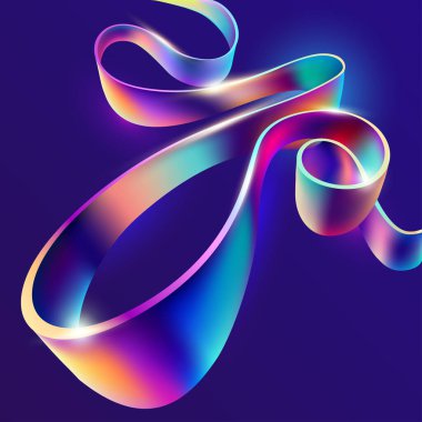 Üç boyutlu renkli kıvrımlı çizgi. Soyut geometrik şekiller.