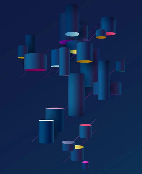 Fondo Con Cilindros Perspectiva Composición Geométrica Abstracta — Vector de stock