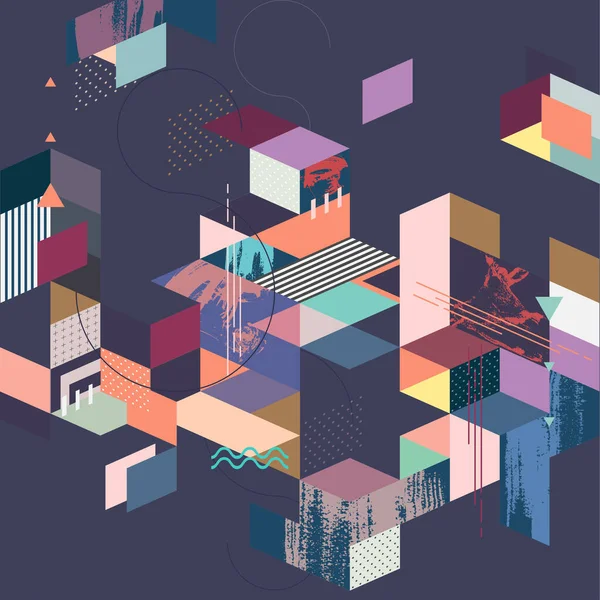 Fond Géométrique Moderne Abstrait Cubes Multicolores Motifs — Image vectorielle