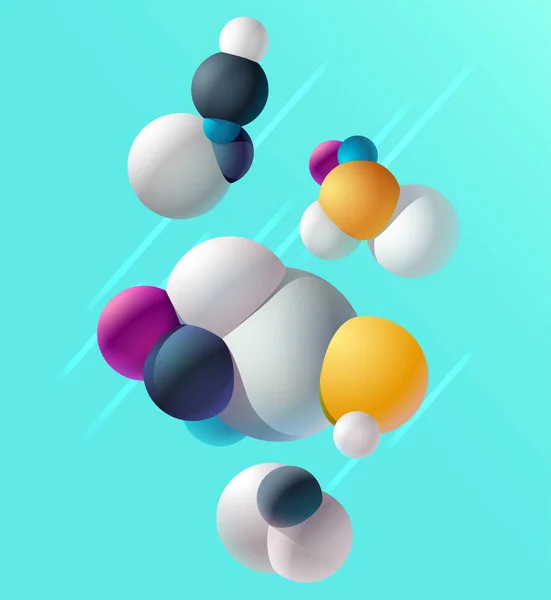 Multicolored Koule Modrém Pozadí Jasná Geometrická Kompozice — Stockový vektor