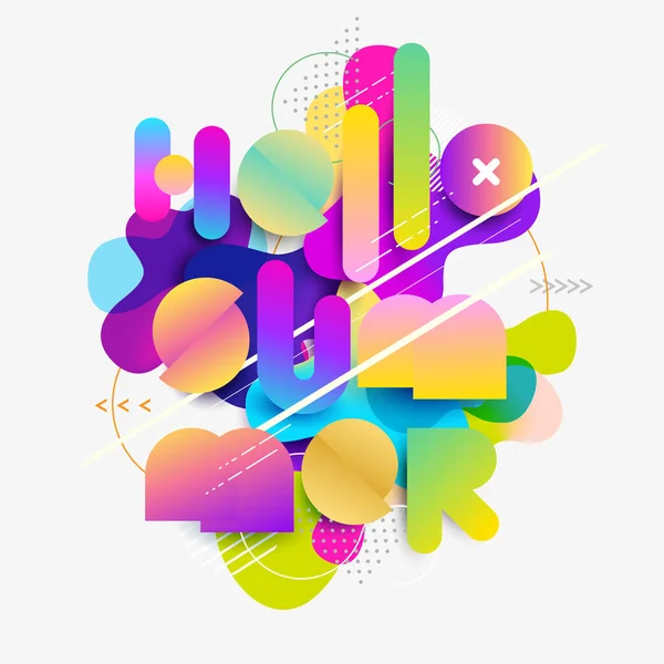 Hola Letras Verano Diseño Colorido Póster Tipográfico — Vector de stock