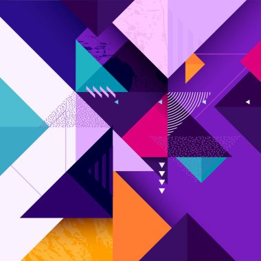 Soyut renkli geometrik arkaplan. Çok renkli üçgenlerin bileşimi.