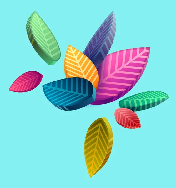 Composition Tropical Leaves Multicolored Floral Illustration — 图库矢量图片