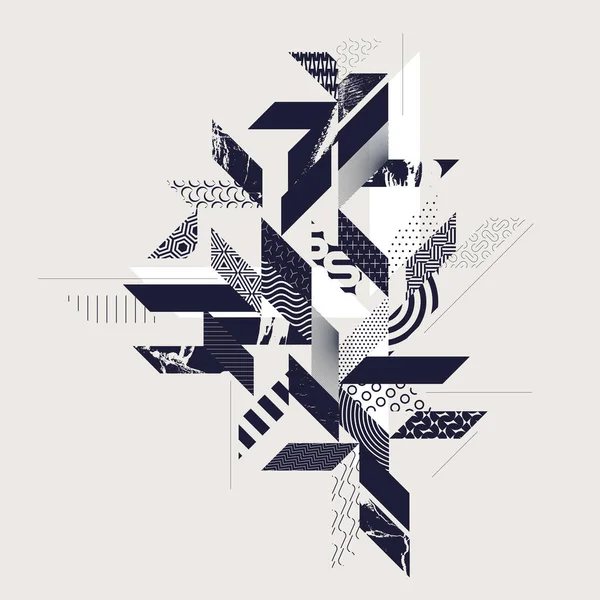 Composition Patterned Texture Lines Black White Geometric Shapes — 图库矢量图片